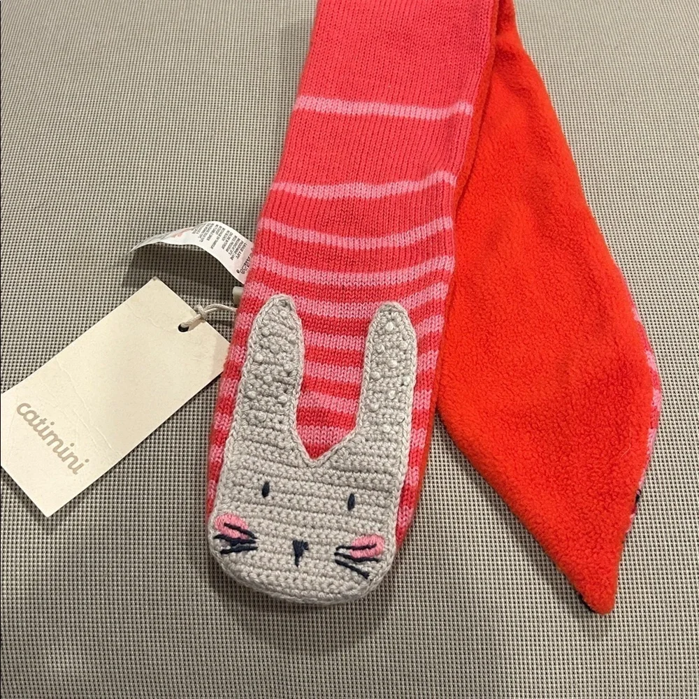 Catimini Red and Pink Bunny Toddler Scarf
